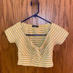 Yellow stripped Crop Top